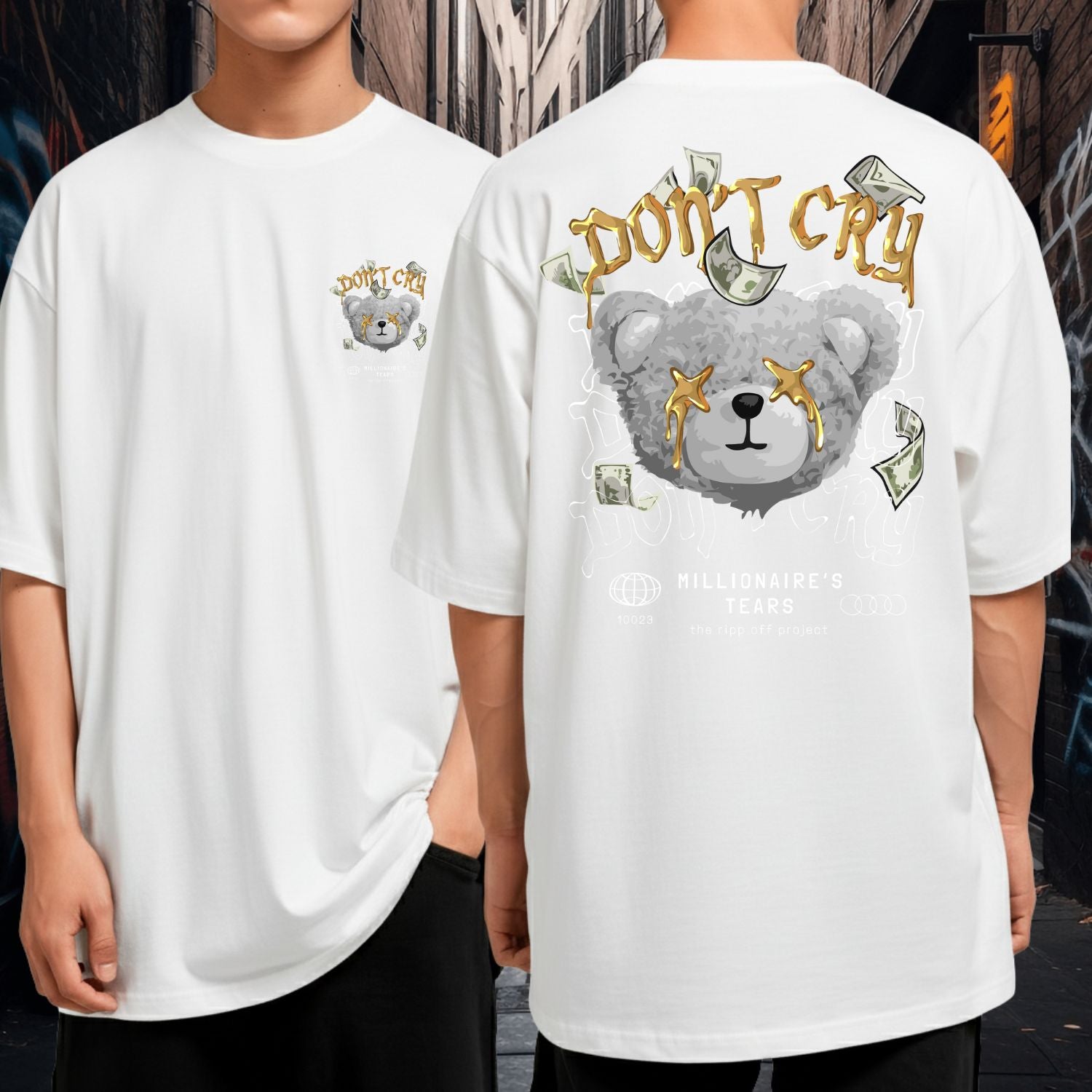 Camiseta Oversized Blusão 100% Algodão Streetwear Don’t Cry Millionaire’s Tears