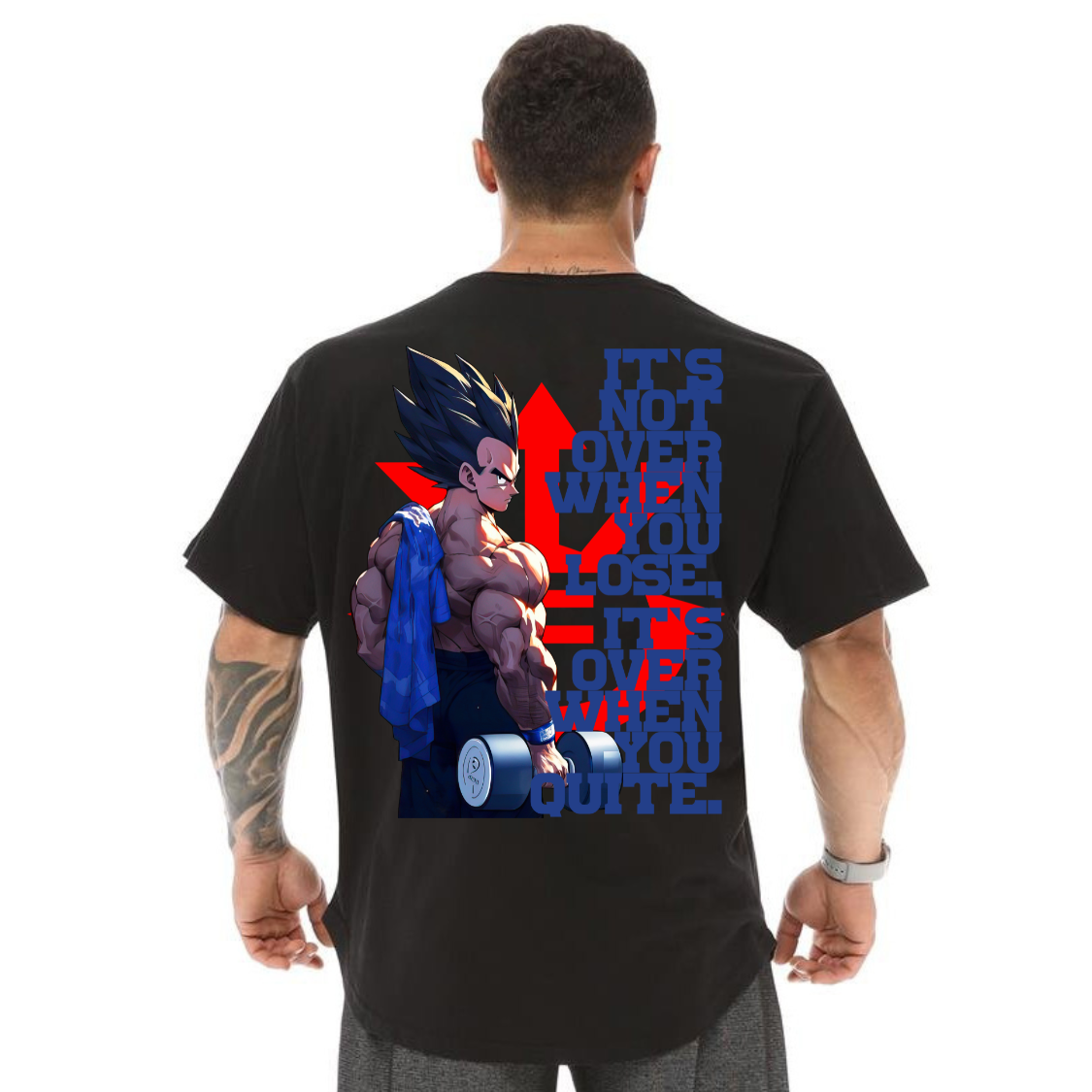 Camiseta Oversized 100% Algodão Vegeta Dragon Ball Its Not Over When You Lose