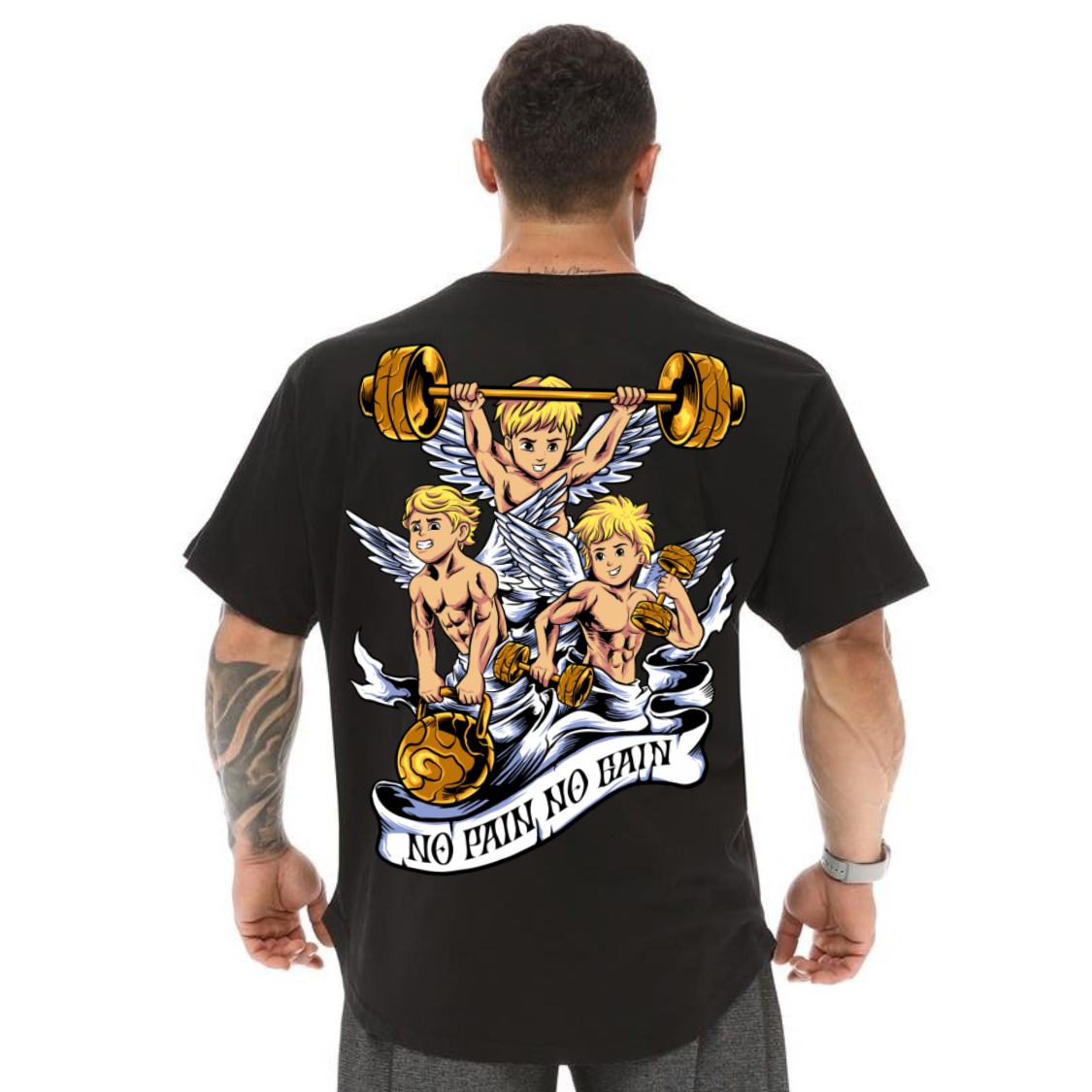 Camiseta Oversized Grossa Malha Premium Angel Academia No Pain No Gain