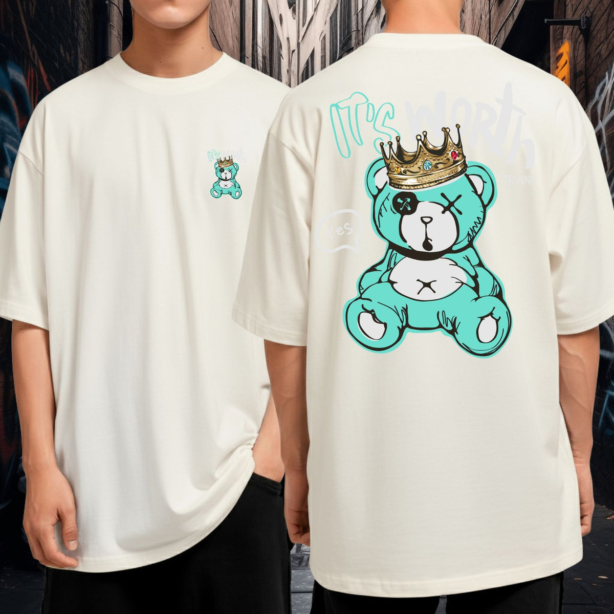 Camiseta Oversized Malha Premium Streetwear It’s Worth Trying King Bear
