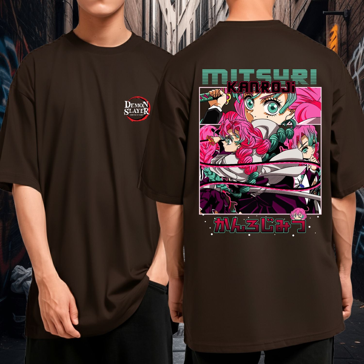 Camiseta Oversized 100% Algodão Mitsubi Hashira Do Amor Demon Slayer Blusão Malha Premium