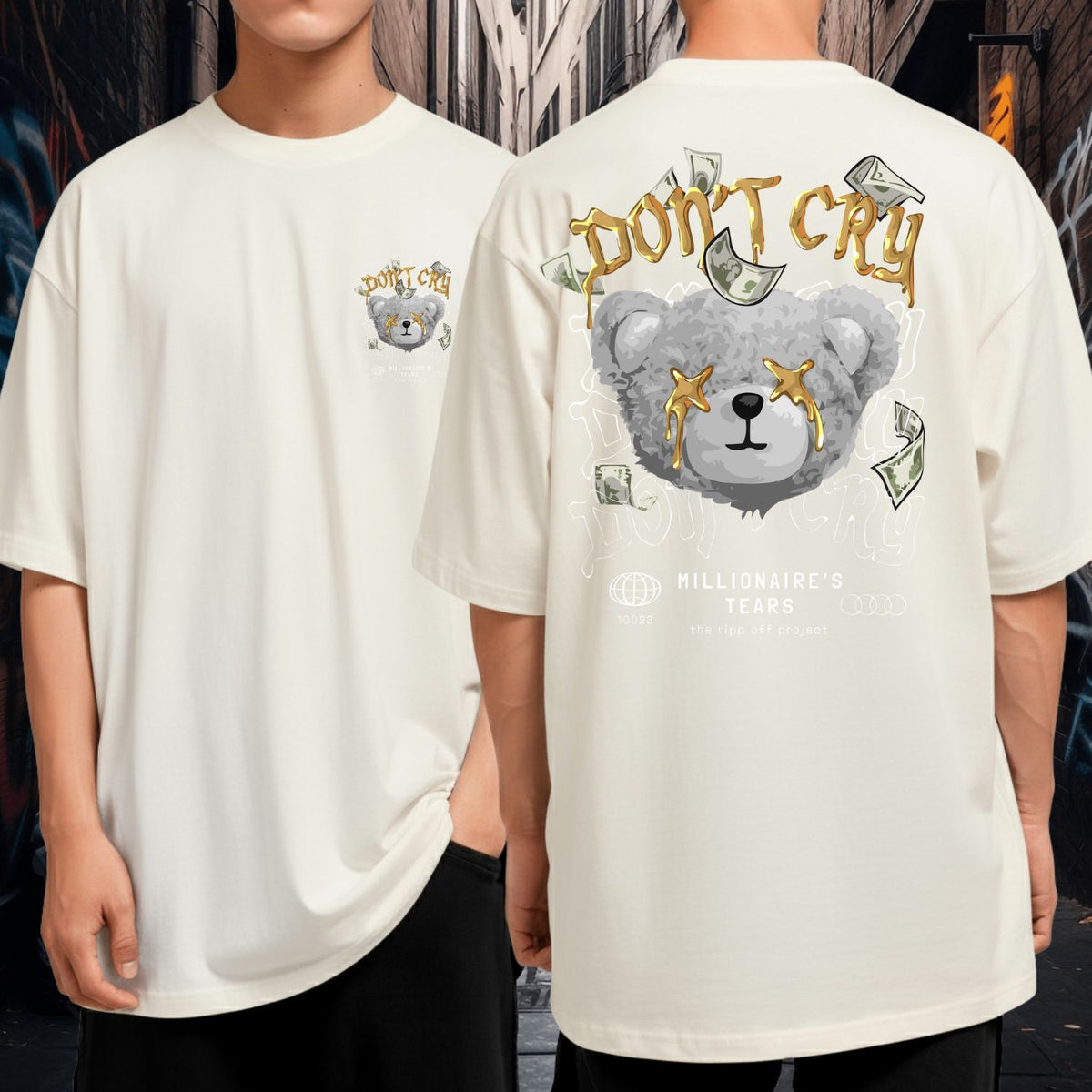Camiseta Oversized Blusão 100% Algodão Streetwear Don’t Cry Millionaire’s Tears