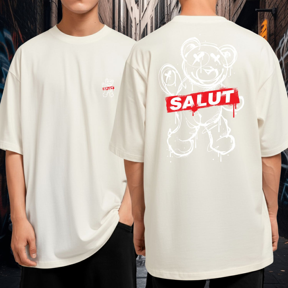 Camiseta Oversized Malha Premium Salut Bear Streetwear Blusão 100% Algodão
