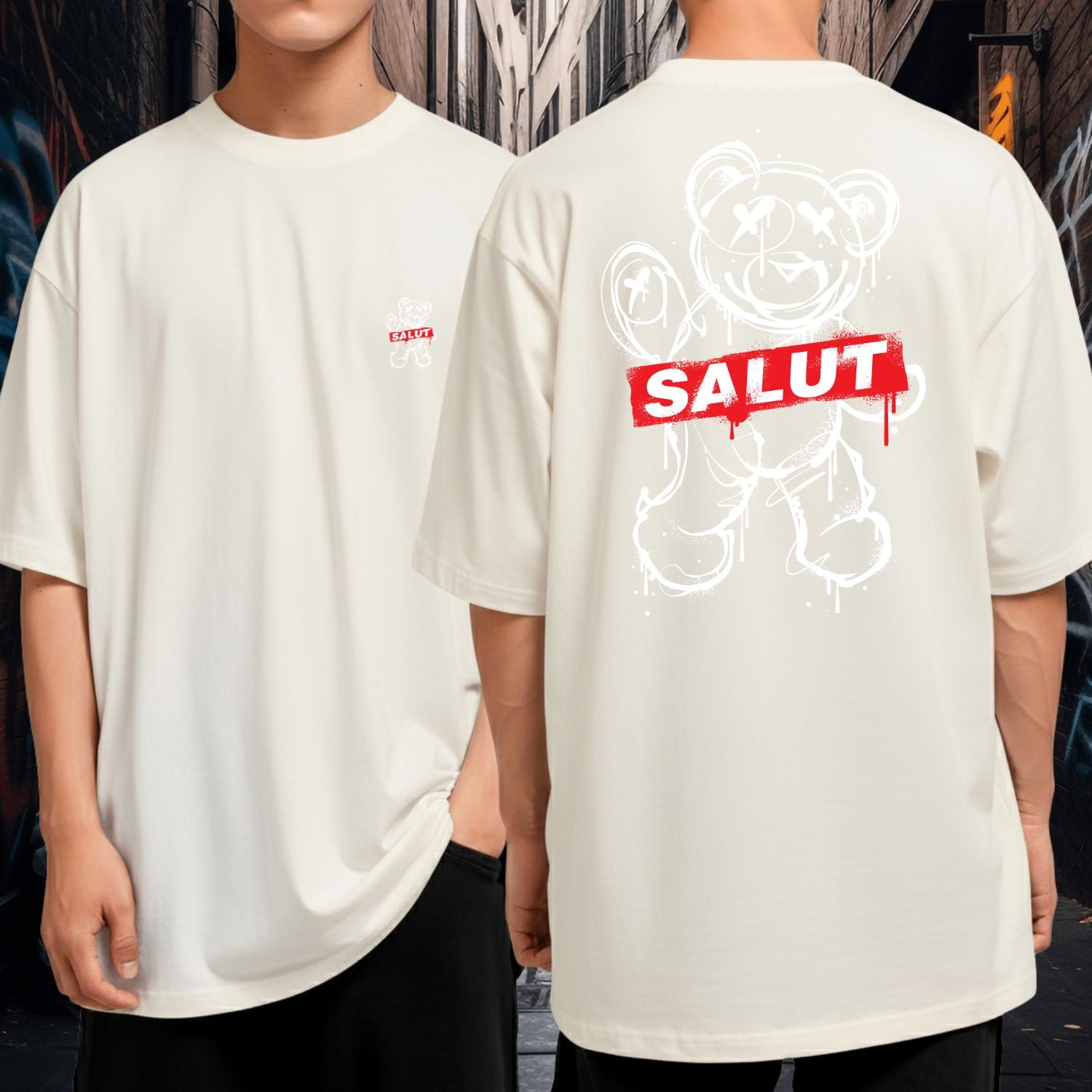 Camiseta Oversized Malha Premium Salut Bear Streetwear Blusão 100% Algodão