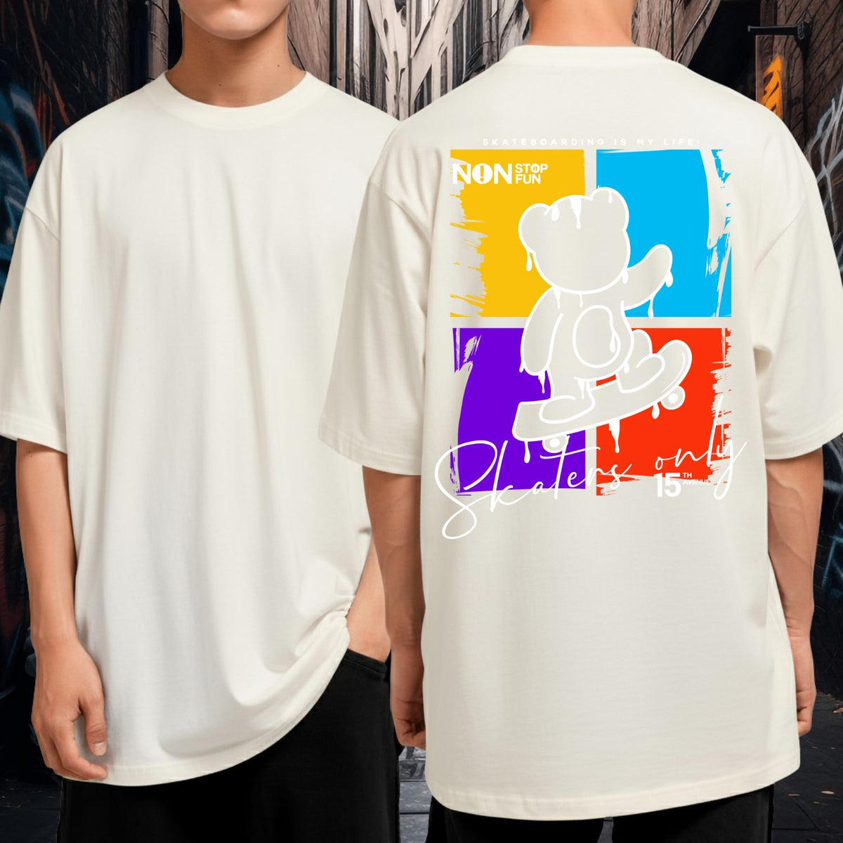 Camiseta Oversized Blusão 100% Algodão Streetwear Skaters Only Urso Skate