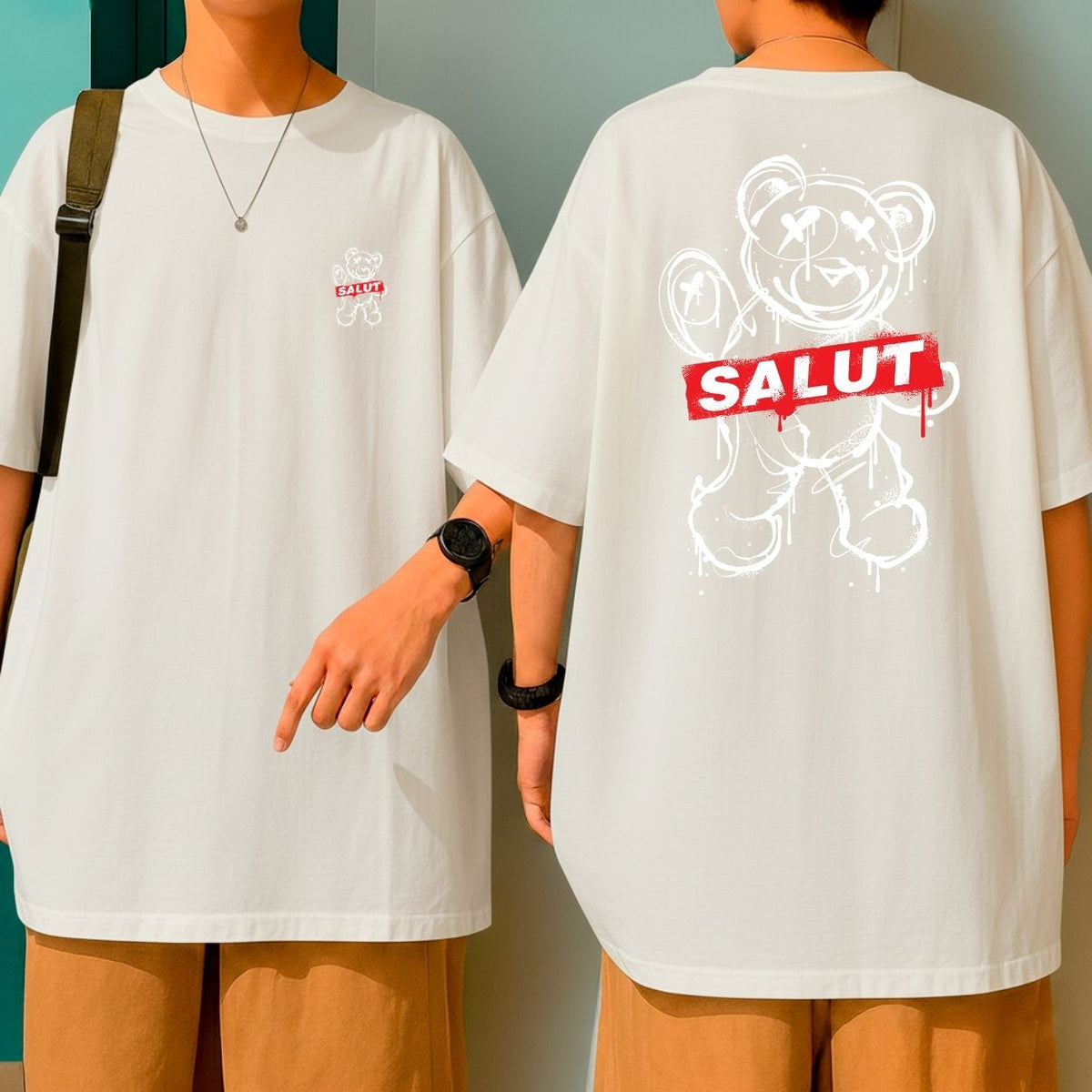 Camiseta Oversized Blusa Larga Bom Caimento Salut Bear Streetwear Iconic Style