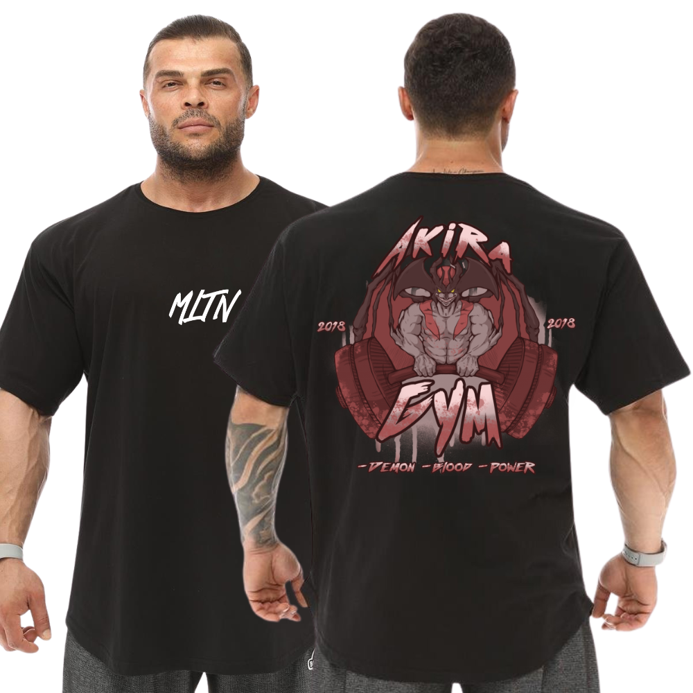 Camiseta Oversized Algodão Akira Gym Estampa Academia Musculação Blusão Largo