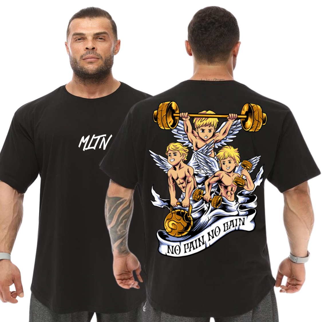 Camiseta Oversized Grossa Malha Premium Angel Academia No Pain No Gain