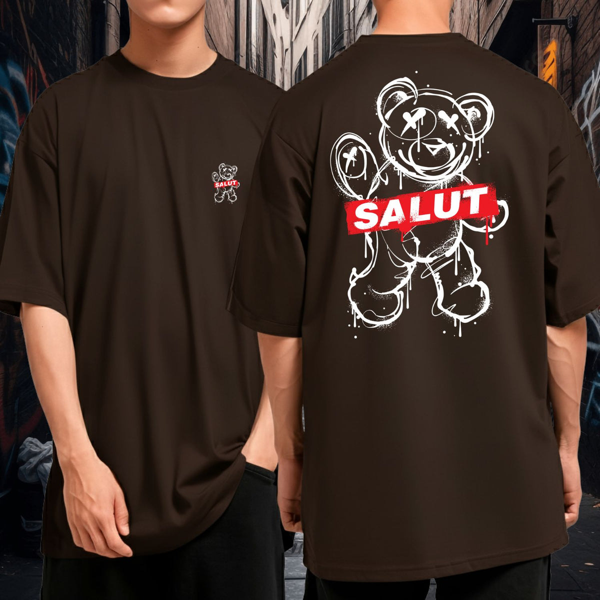 Camiseta Oversized Malha Premium Salut Bear Streetwear Blusão 100% Algodão