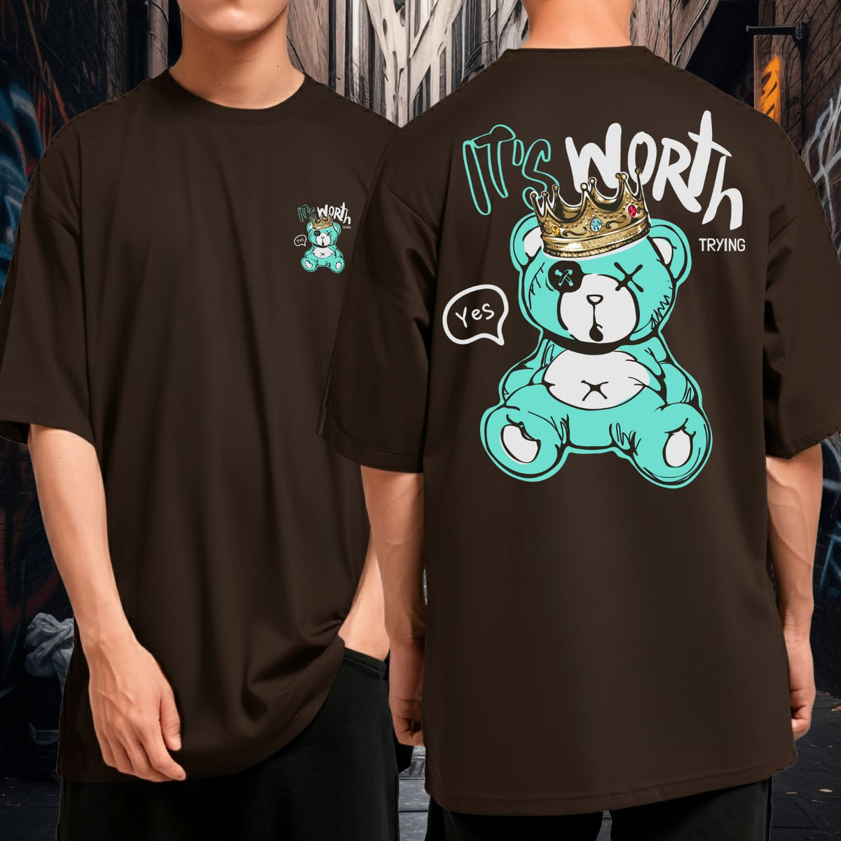 Camiseta Oversized Malha Premium Streetwear It’s Worth Trying King Bear