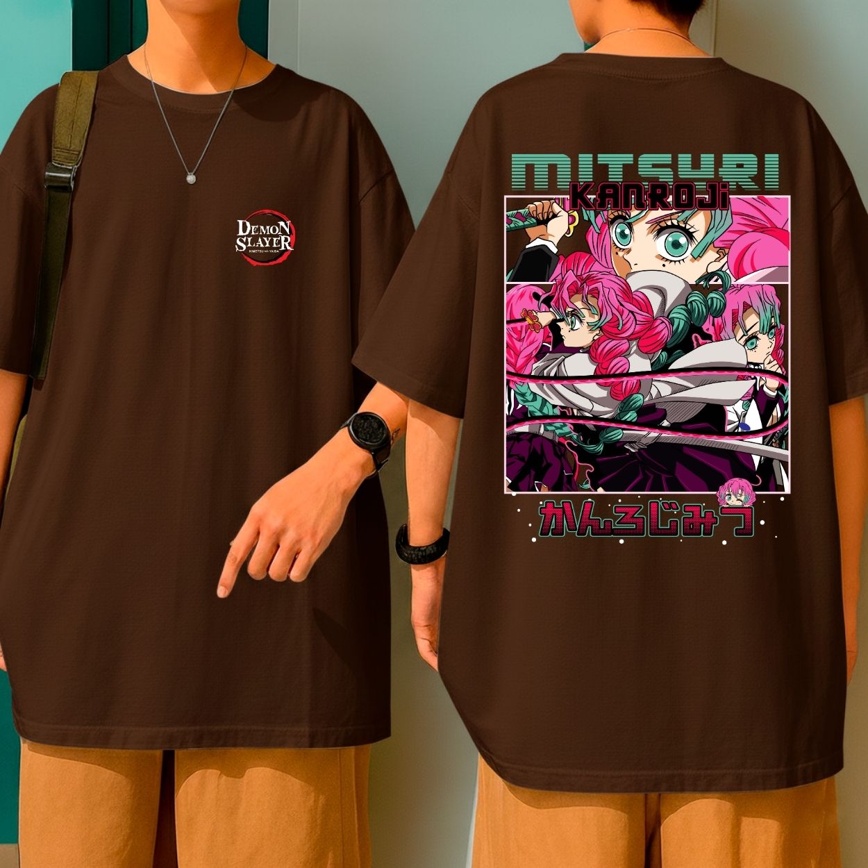 Camiseta Oversized 100% Algodão Mitsuri Kanroji Pilar Hashira do Amor