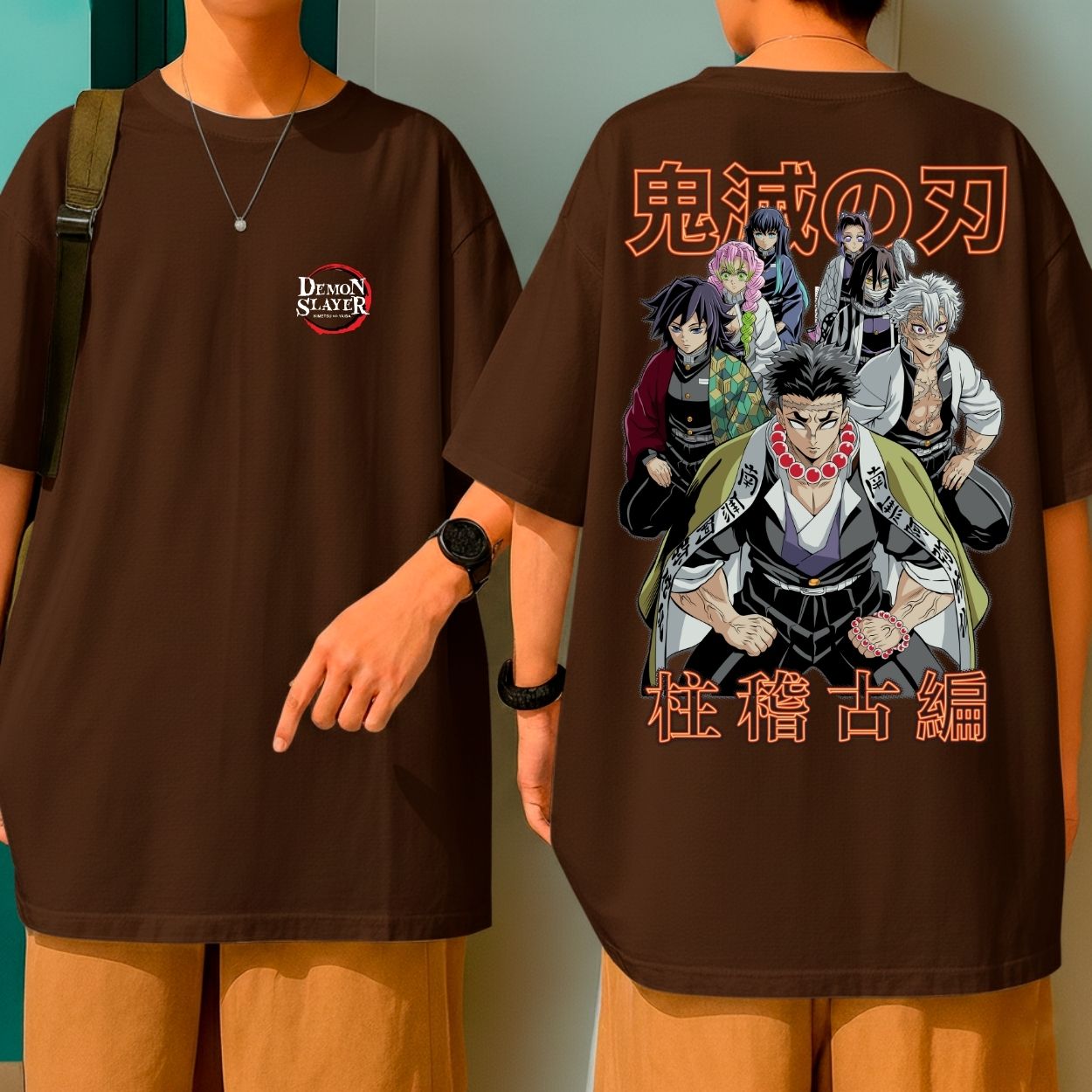 Camiseta Oversized Algodão Malha Premium Demon Slayer Pilares Hashiras Personagens