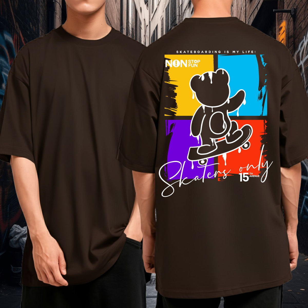 Camiseta Oversized Blusão 100% Algodão Streetwear Skaters Only Urso Skate
