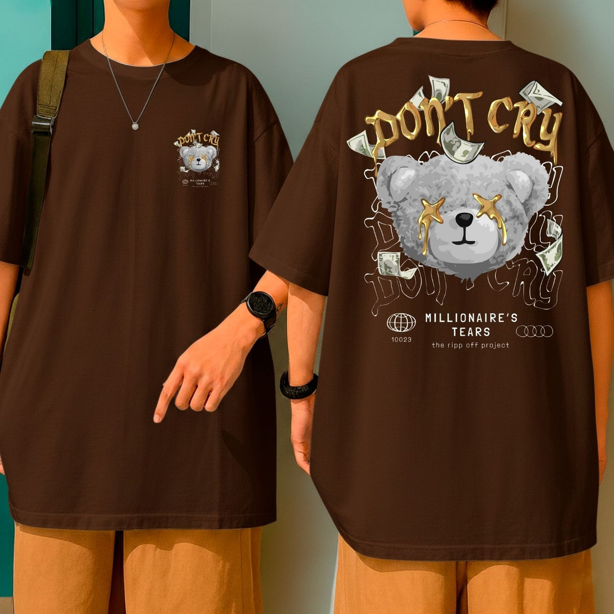 Camiseta Oversized Streetwear Urso Don’t Cry Estilo Street Premium