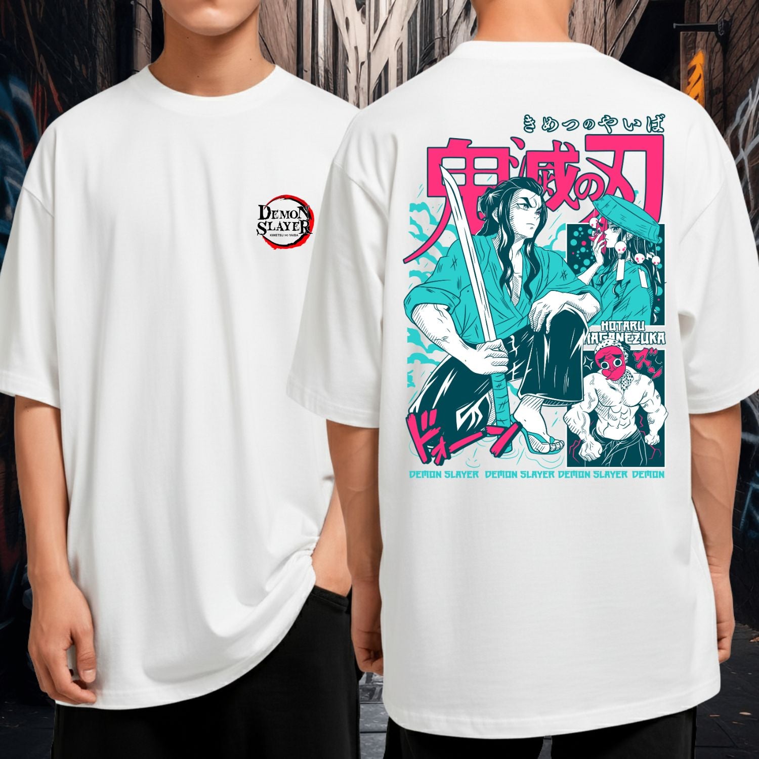 Camiseta Oversized 100% Algodão Demon Slayer Anime Geek Blusão