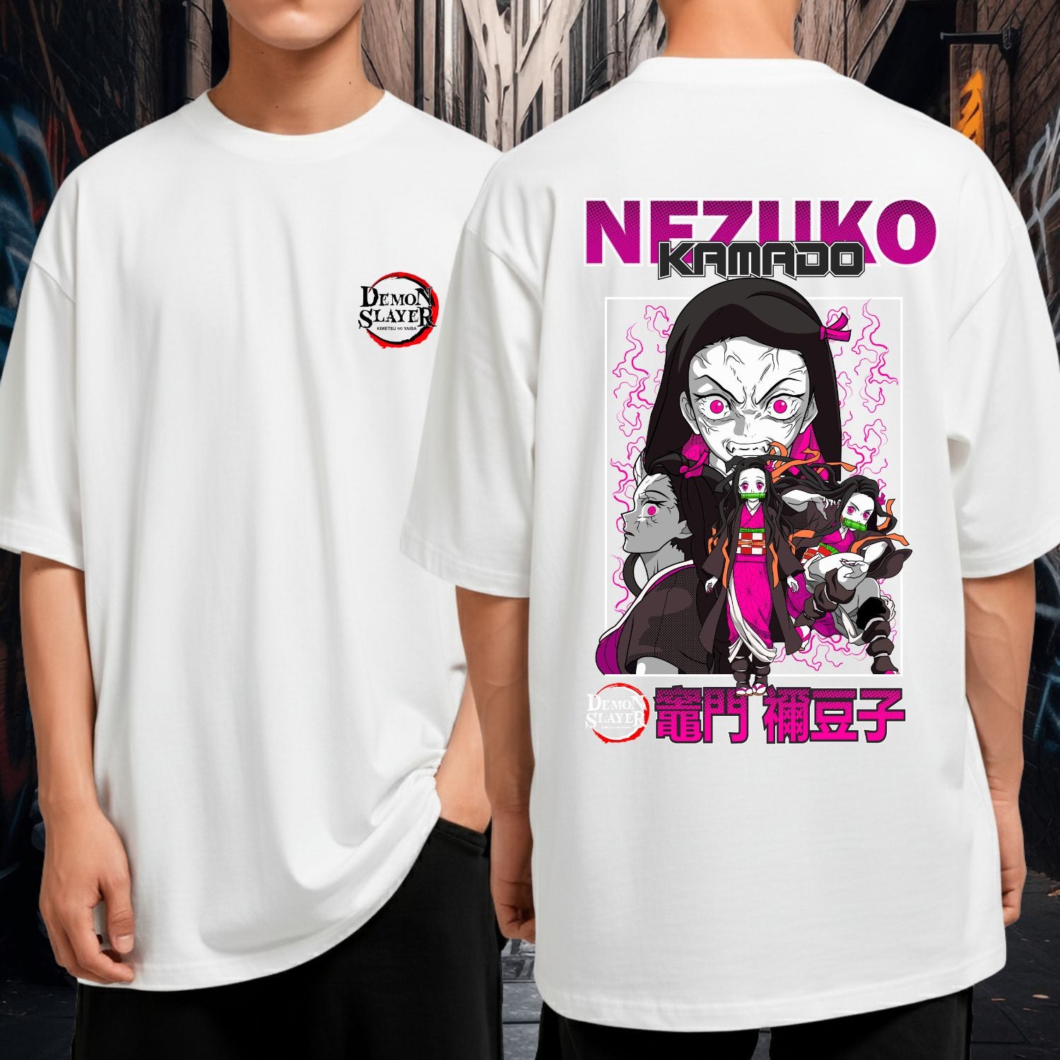 Camiseta Oversized Demoin Slayer Nezuko Kamado Oni Blusão Geek Anime