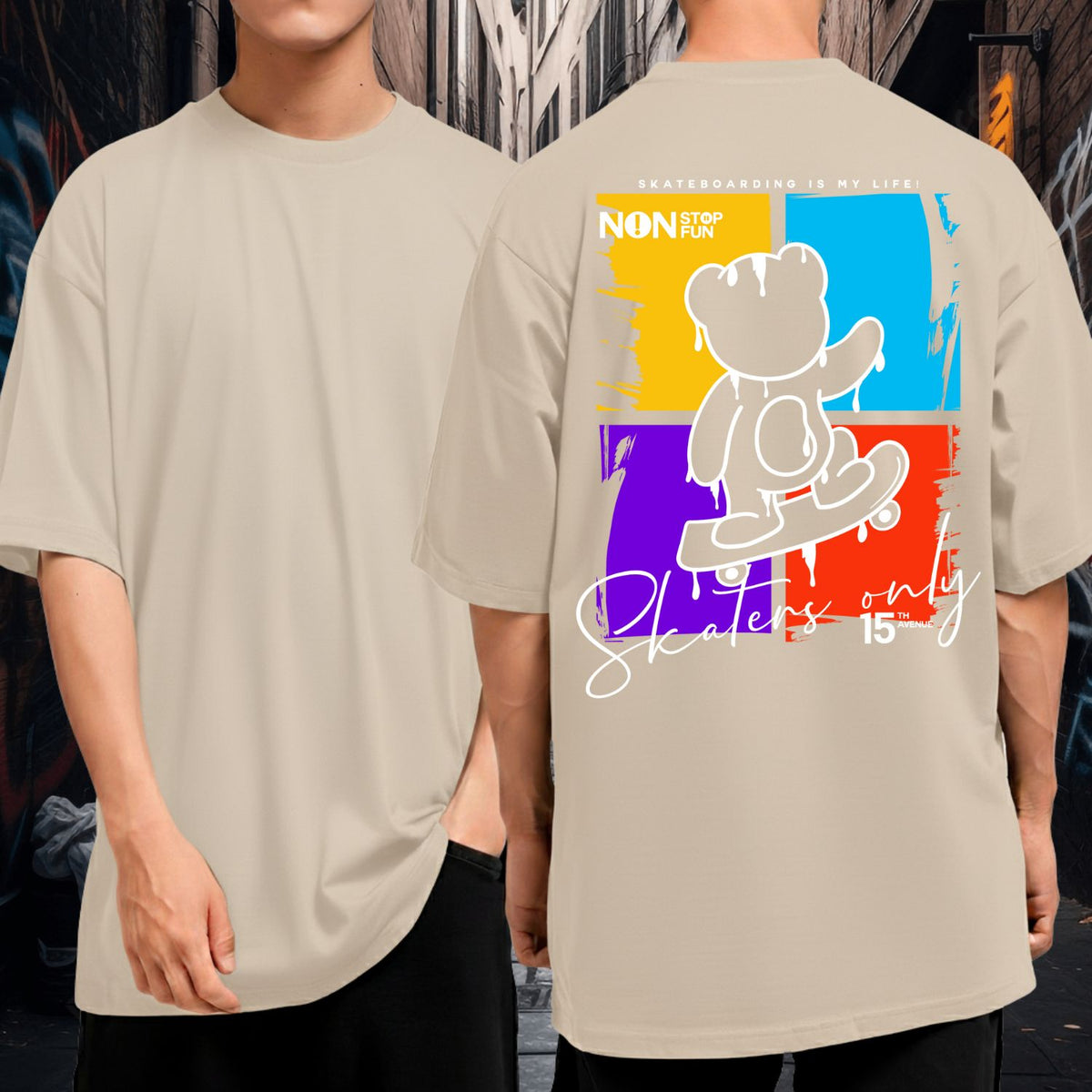 Camiseta Oversized Blusão 100% Algodão Streetwear Skaters Only Urso Skate