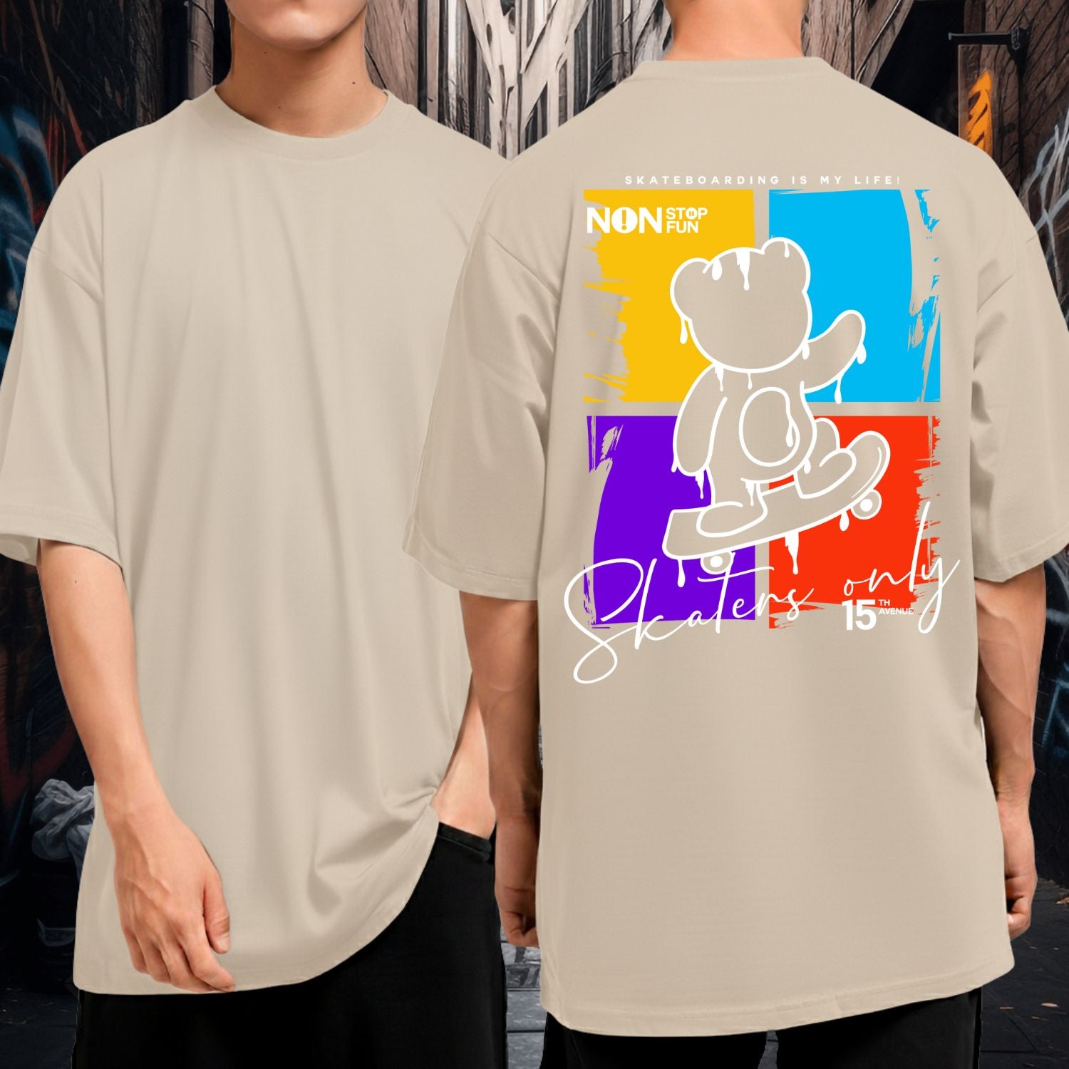 Camiseta Oversized Blusão 100% Algodão Streetwear Skaters Only Urso Skate