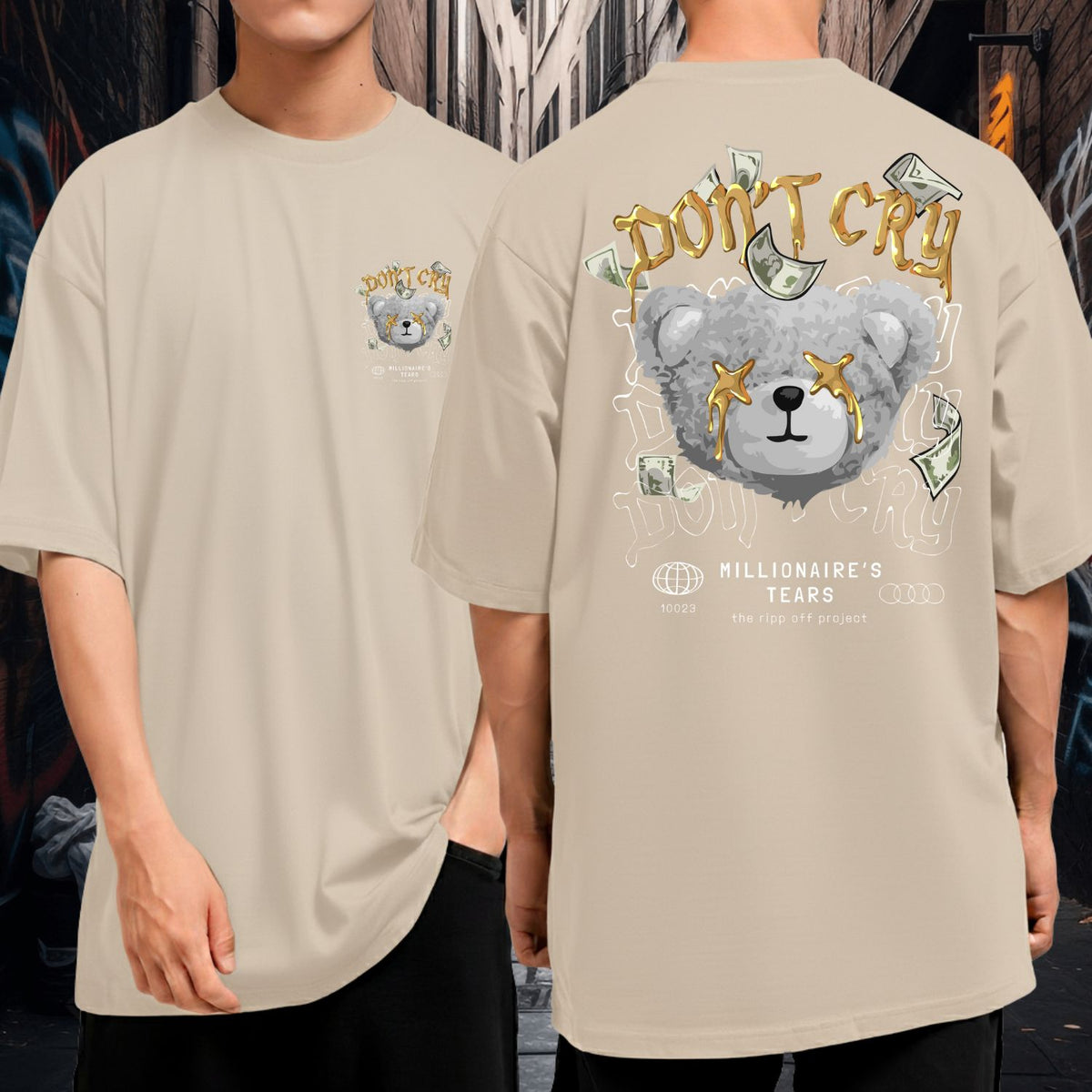 Camiseta Oversized Blusão 100% Algodão Streetwear Don’t Cry Millionaire’s Tears