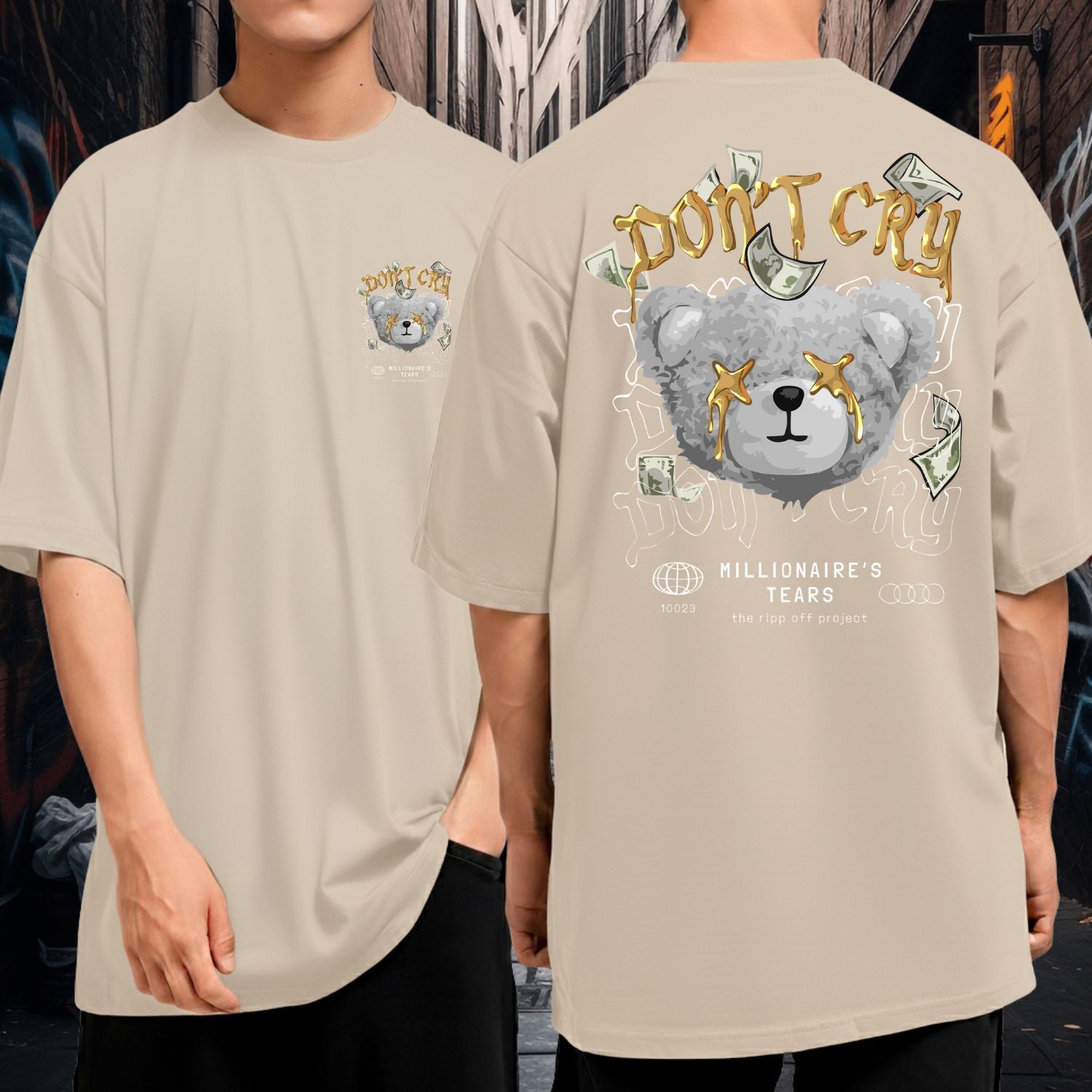 Camiseta Oversized Blusão 100% Algodão Streetwear Don’t Cry Millionaire’s Tears