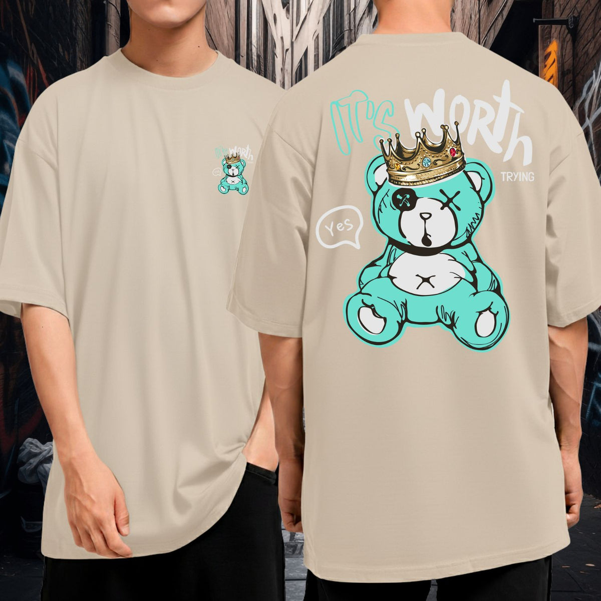 Camiseta Oversized Malha Premium Streetwear It’s Worth Trying King Bear