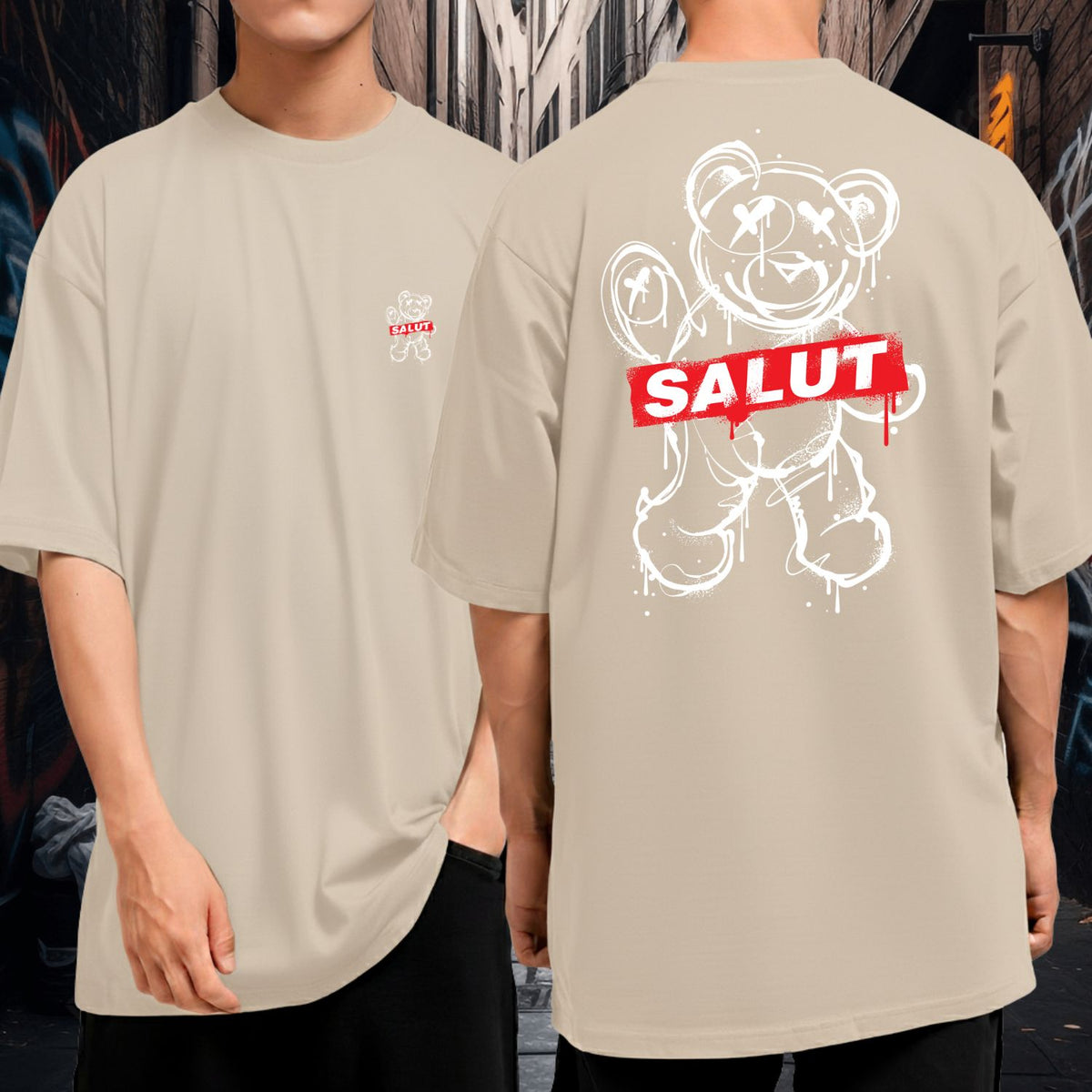 Camiseta Oversized Malha Premium Salut Bear Streetwear Blusão 100% Algodão