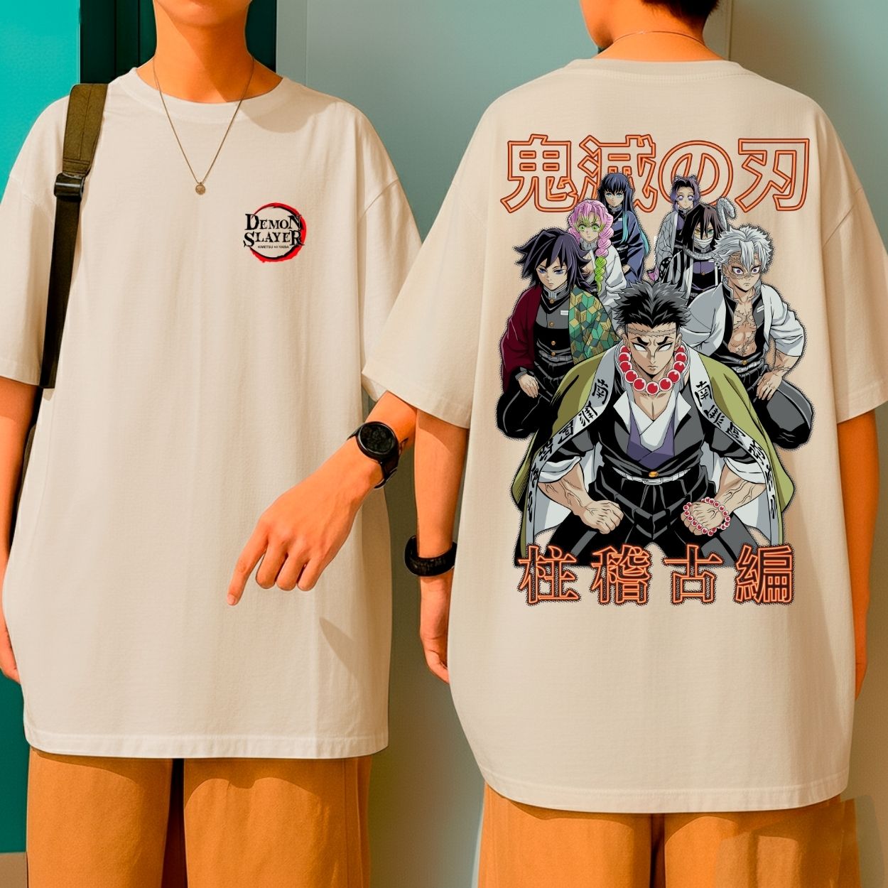 Camiseta Oversized Algodão Malha Premium Demon Slayer Pilares Hashiras Personagens