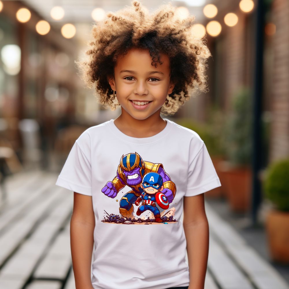 Camiseta Infanto Juvenil Personagens Thanos Super Heróis Capitão América