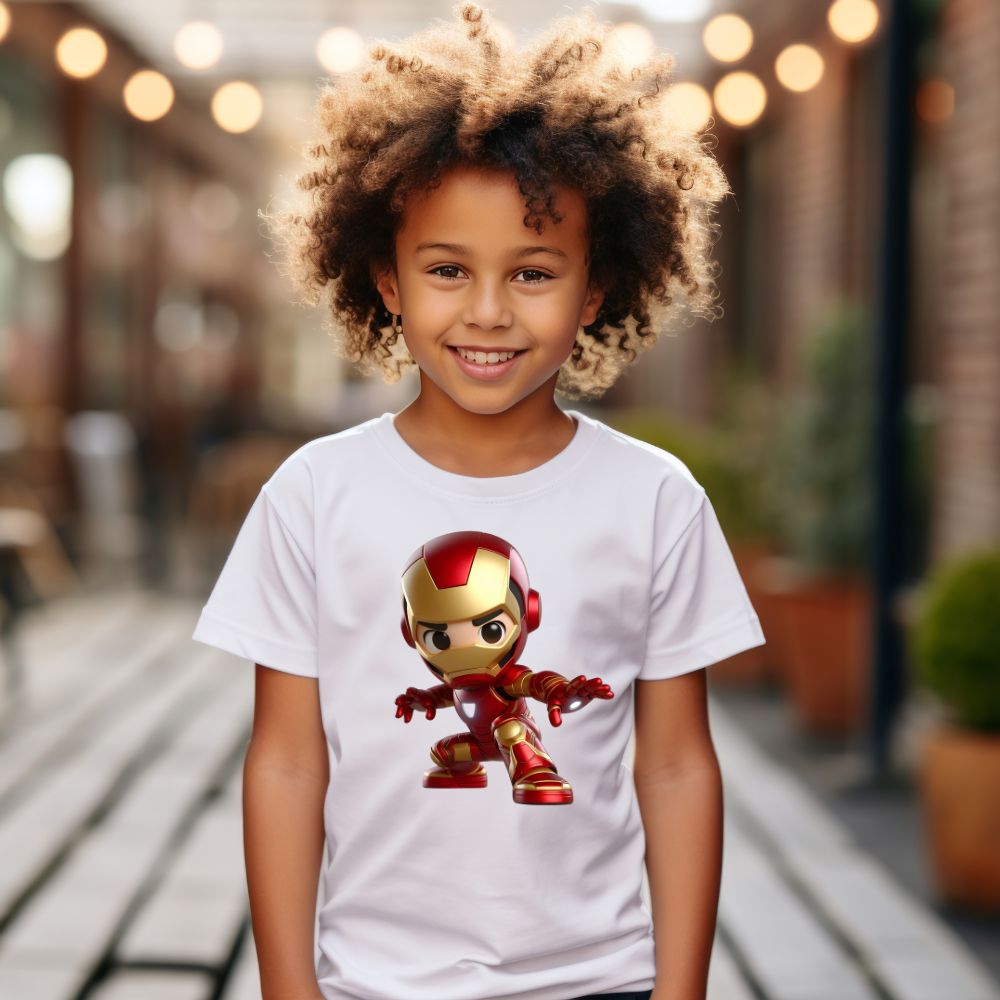 Camiseta Infanto Juvenil Personagens Homem de Ferro Mini Heróis