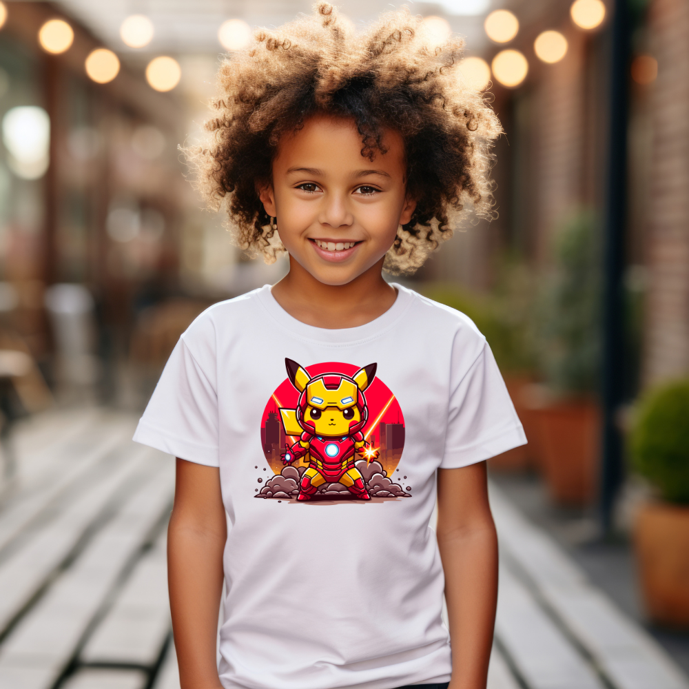 Camiseta Infanto Juvenil Personagens Pokemon Personagem Homem de Ferro