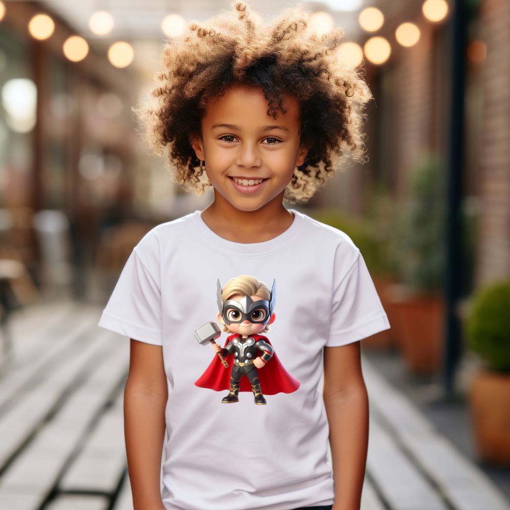 Camiseta Infanto Juvenil Personagens Mini Heróis Thor