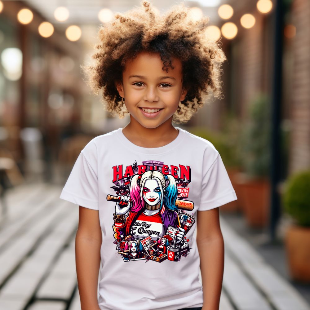 Camiseta Infanto Juvenil Personagens Arlequina Harley Quinn