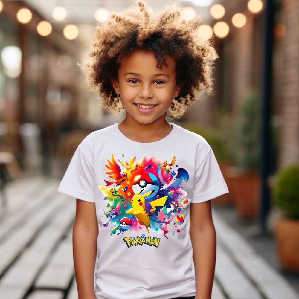 Camiseta Infanto Juvenil Personagens Pokémon Pokebola Games
