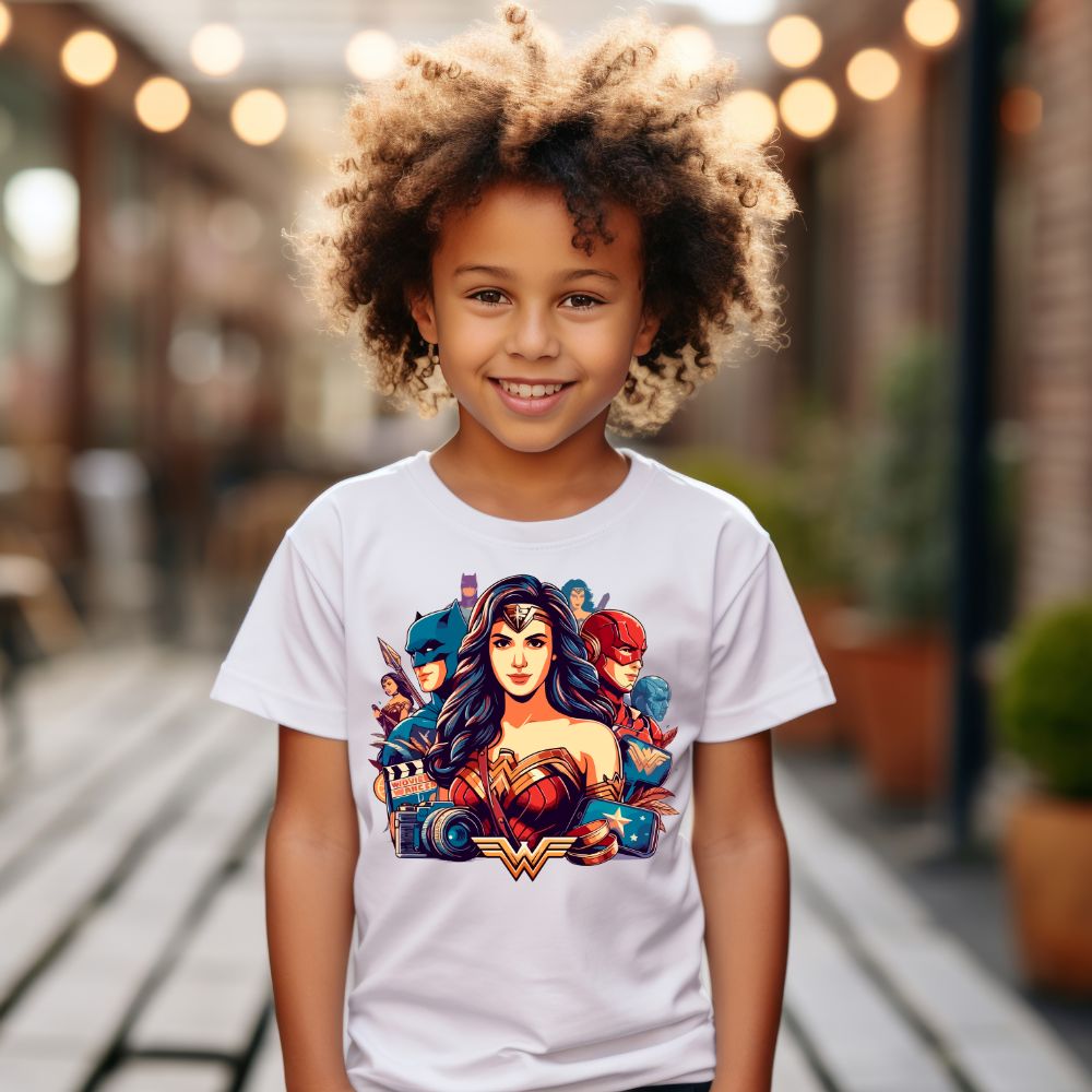 Camiseta Infanto Juvenil Personagens Liga da Justiça Super Heróis