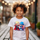 Camiseta Infanto Juvenil Personagens Super Heróis Thor vs Capitão América