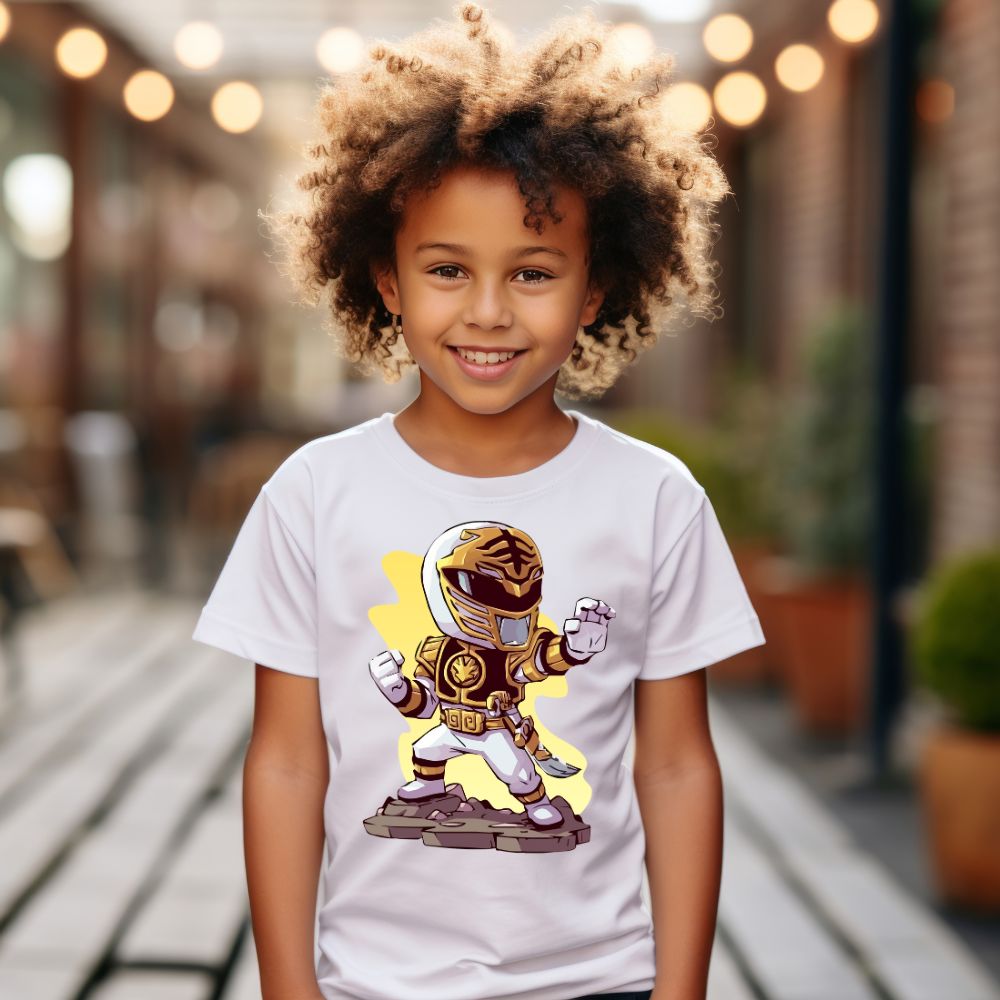 Camiseta Infanto Juvenil Personagens Power Rangers Amarelo 01