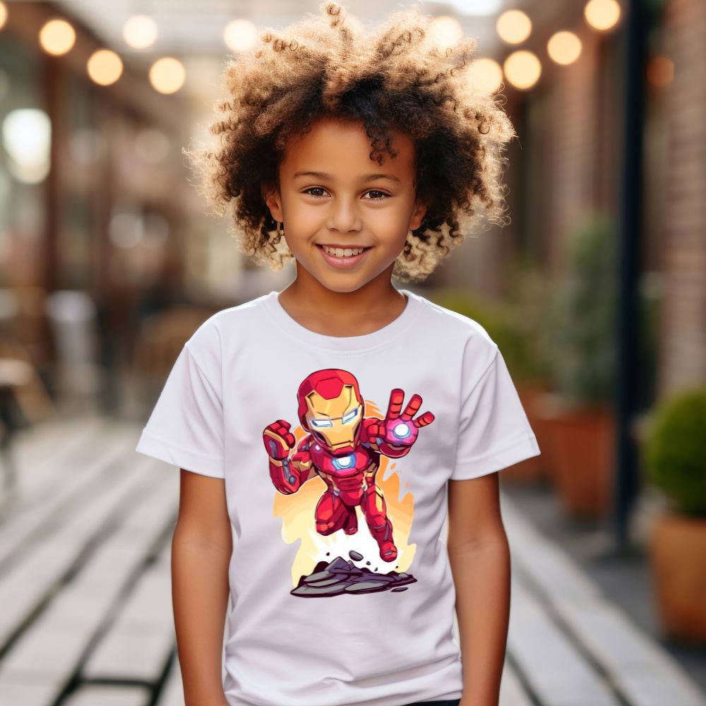 Camiseta Infanto Juvenil Personagens Super Heróis Homem de Ferro