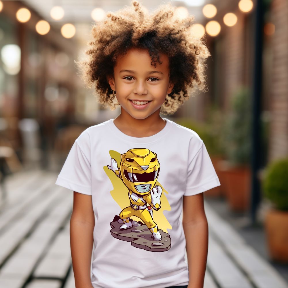 Camiseta Infanto Juvenil Personagens Power Rangers Amarelo