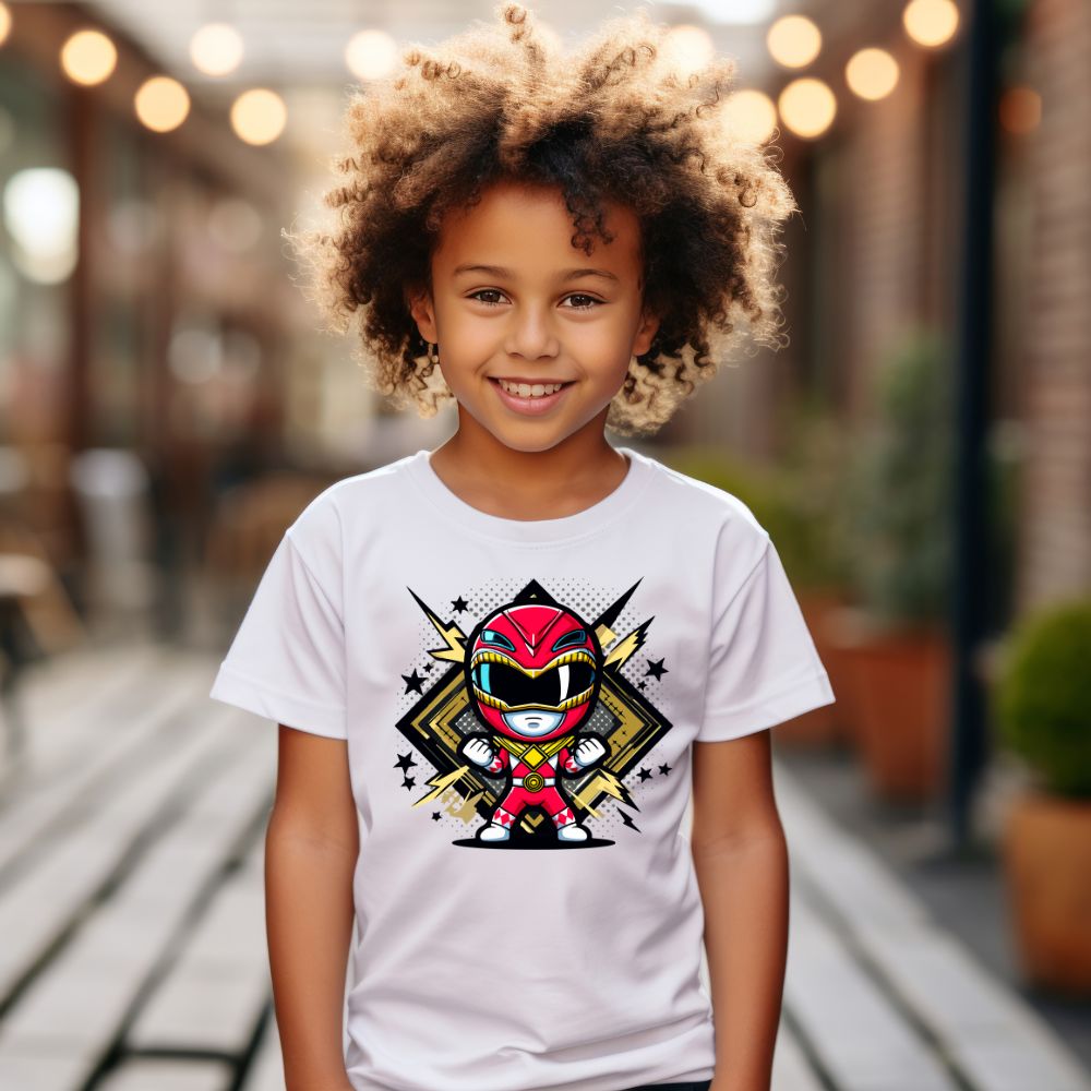 Camiseta Infanto Juvenil Personagens Power Rangers Vermelho