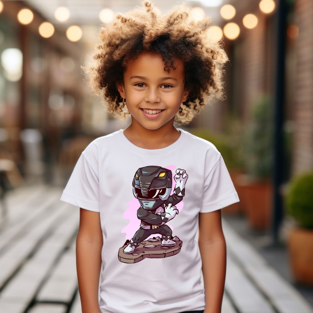 Camiseta Infanto Juvenil Personagens Power Rangers Preto 01
