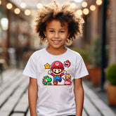 Camiseta Infanto Juvenil Personagens Super Mario World Dino princesa
