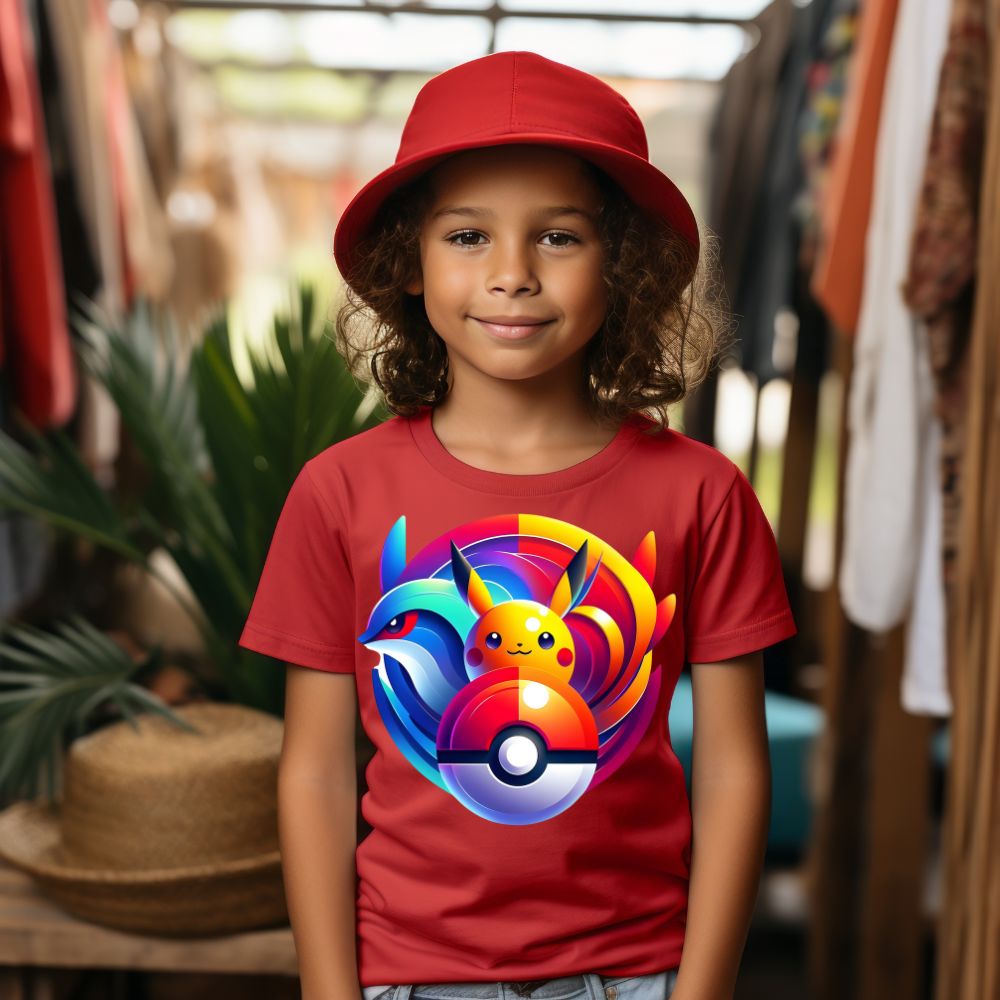 Camiseta Infanto Juvenil Personagens Pikachu Pokémon Vintage Pokebola