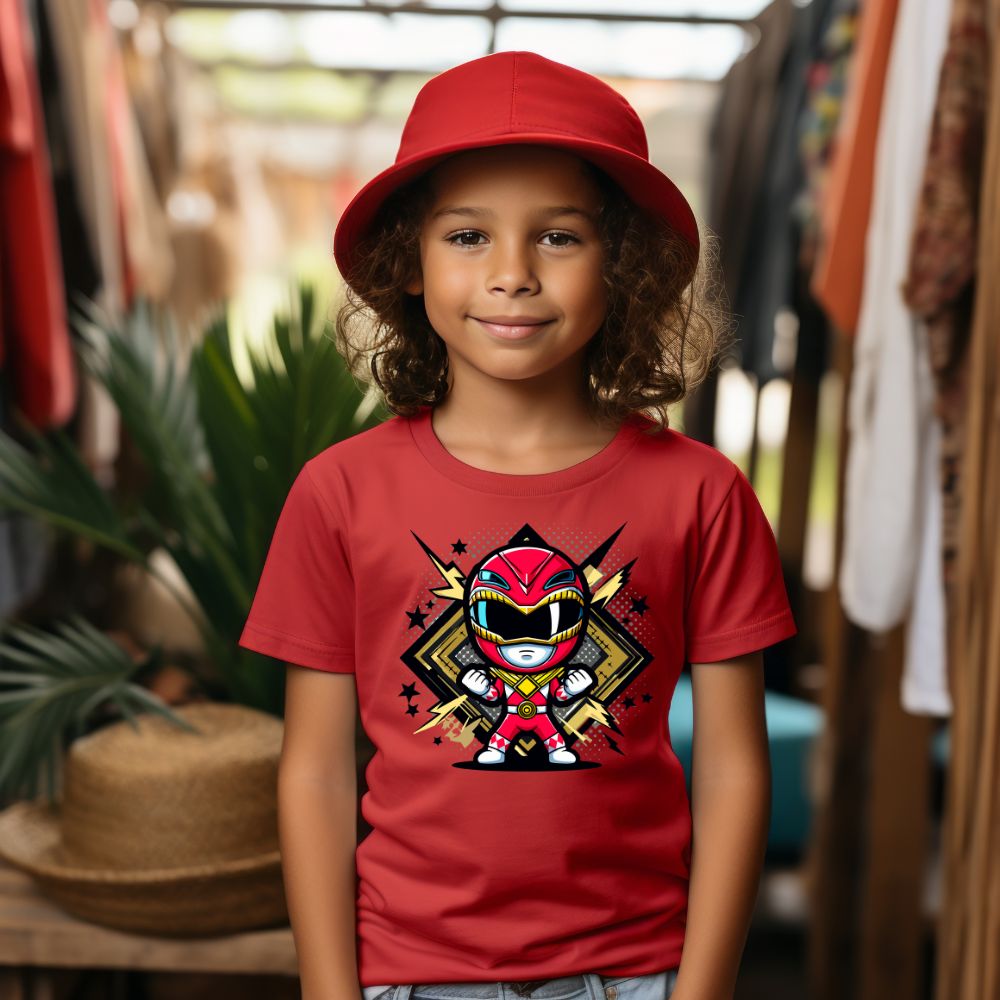 Camiseta Infanto Juvenil Personagens Power Rangers Vermelho