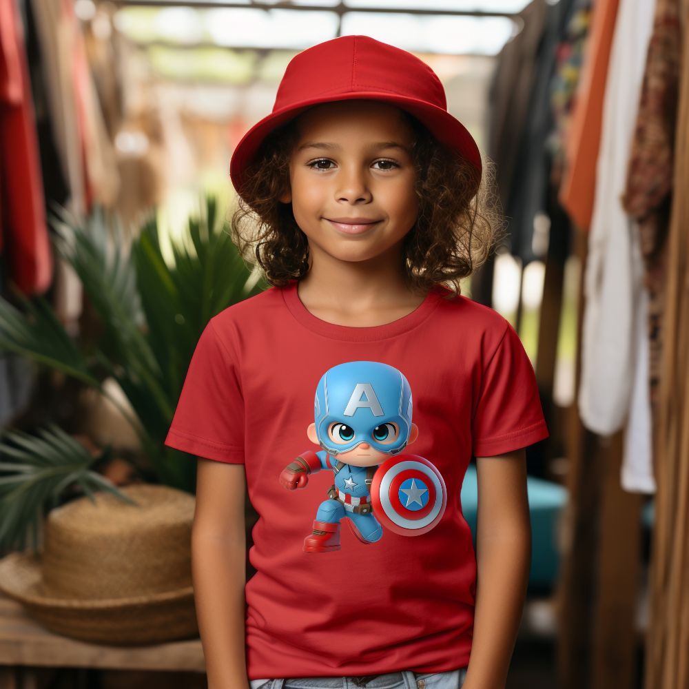 Camiseta Infanto Juvenil Personagens Infantil Capitão América Mini Herói