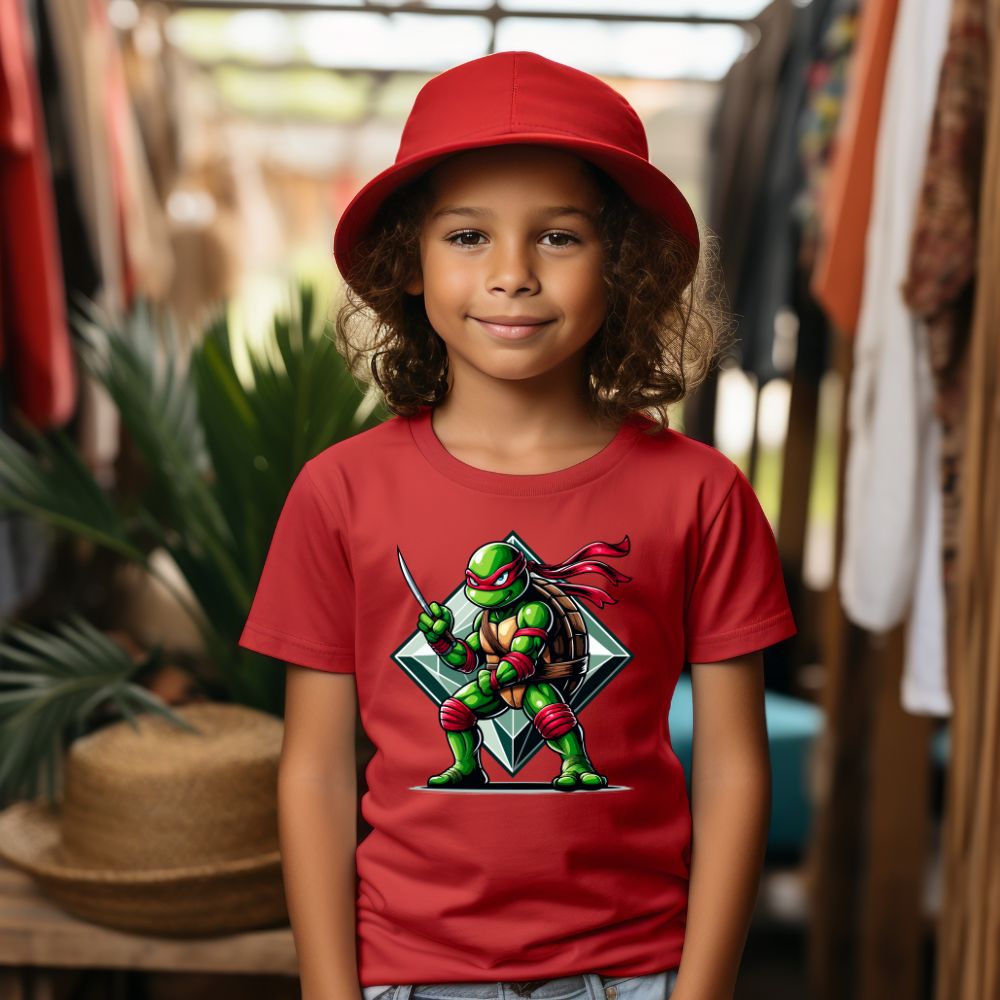 Camiseta Infanto Juvenil Personagens Tartarugas Ninjas Raphael