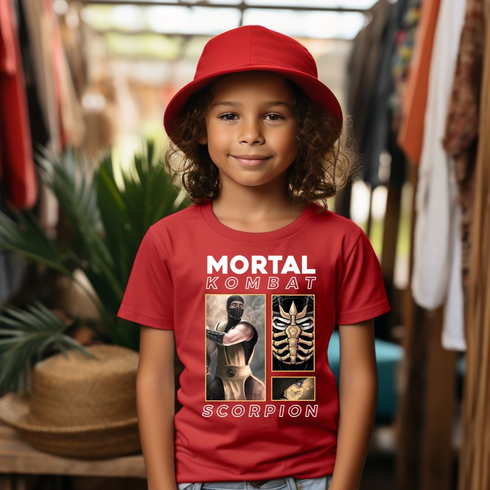 Camiseta Infanto Juvenil Personagens Jogos Games Mortal Kombat Scorpions