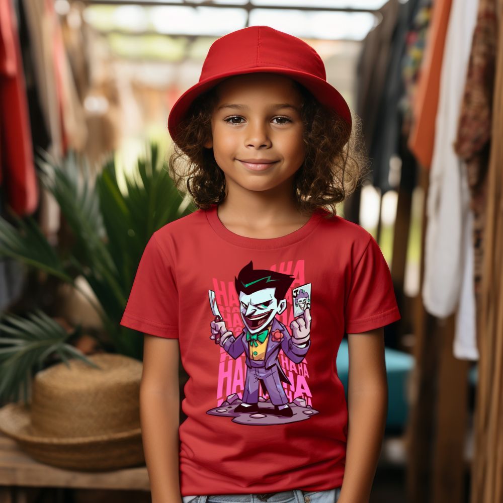 Camiseta Infanto Juvenil Personagens Super Heróis Coringa Vilão