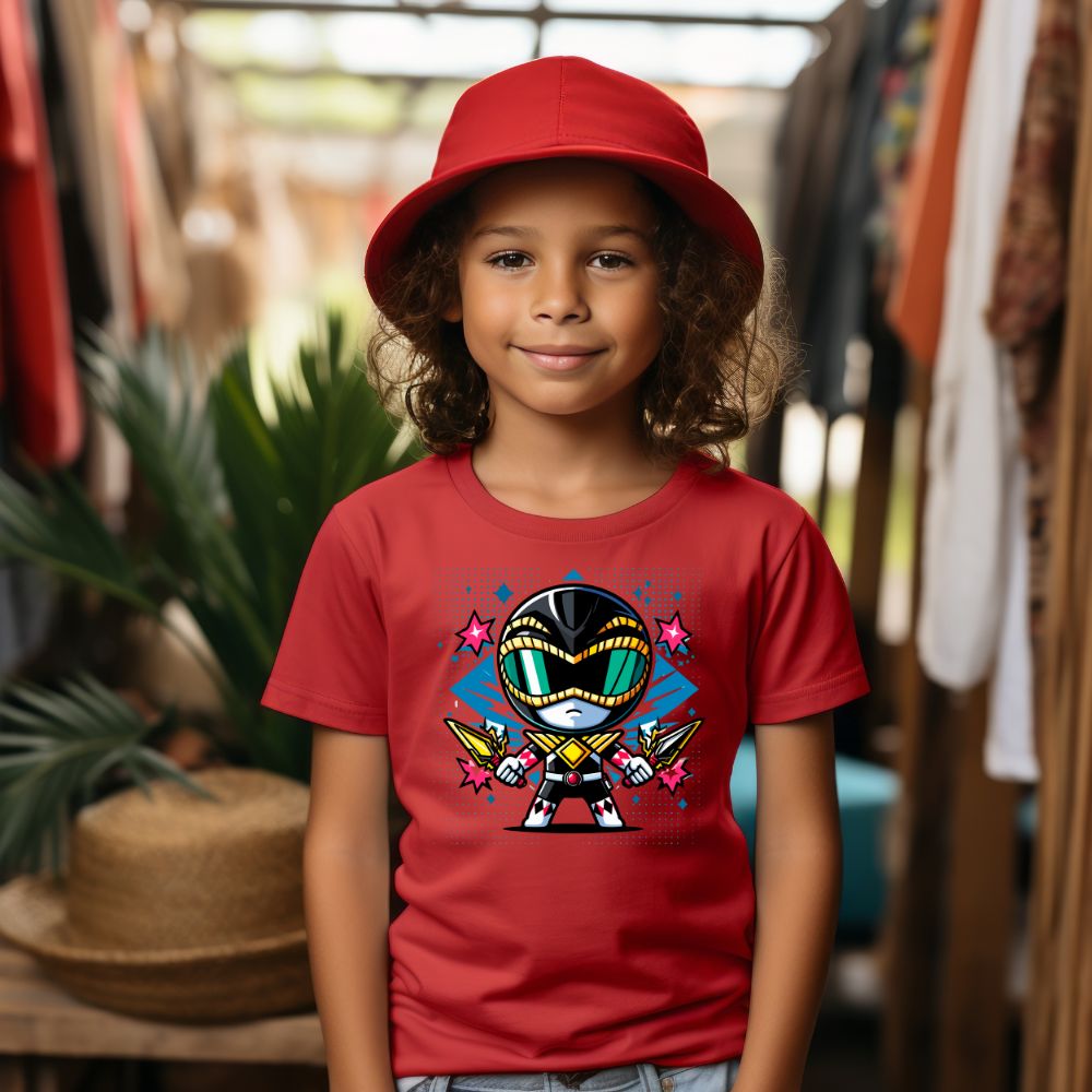 Camiseta Infanto Juvenil Personagens Power Rangers Preto