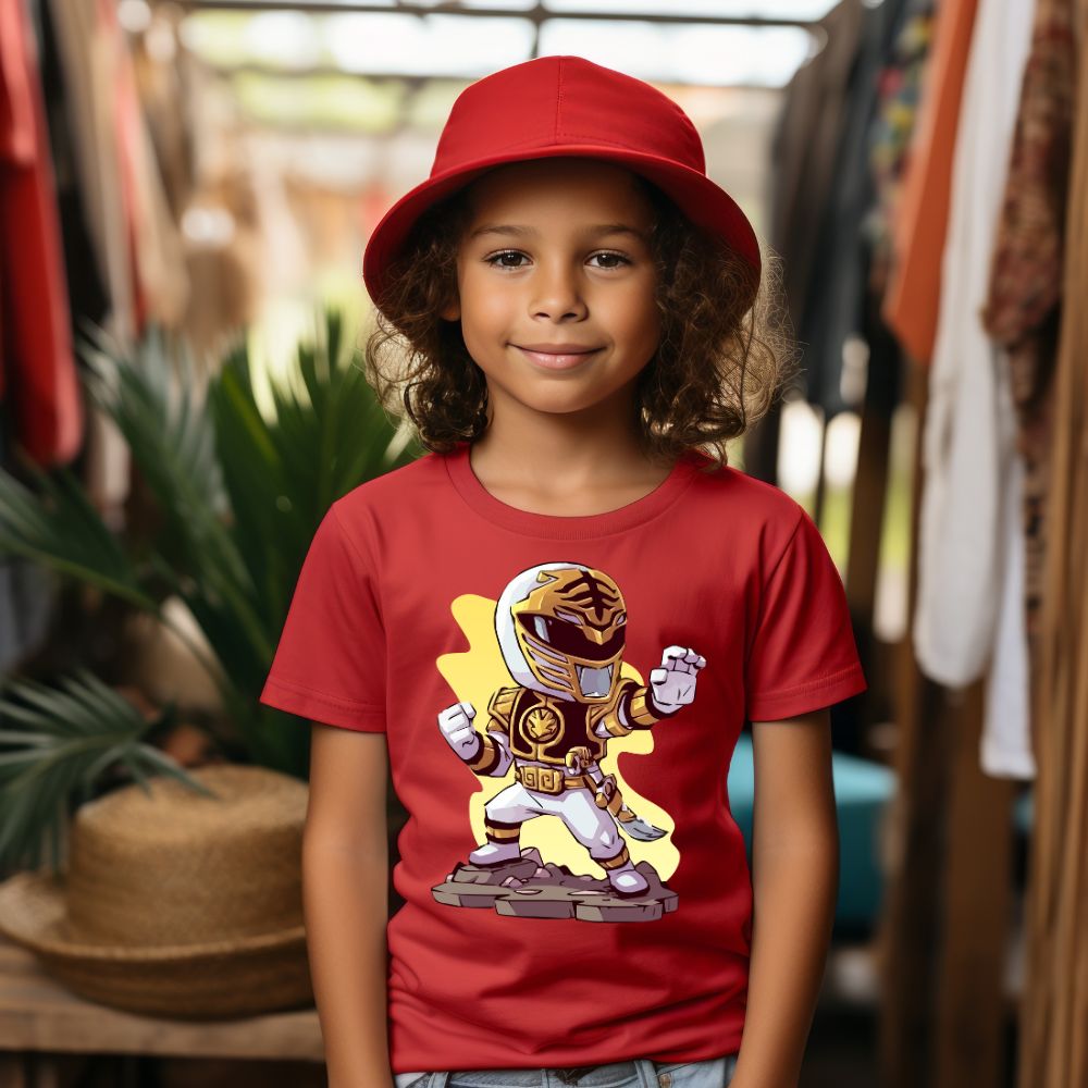 Camiseta Infanto Juvenil Personagens Power Rangers Amarelo 01