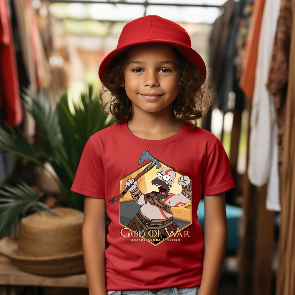 Camiseta Infanto Juvenil Personagens Simpsons Homer God of War